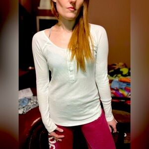PINK Victoria's Secret Cream Fitted Henley Top